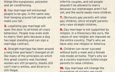 10 Razones para no permitir el matrimonio homosexual