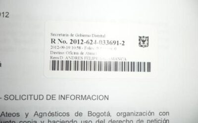 Derecho de petición  de Ateos Bogotá por Bogotá Gospel