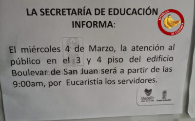 Secretaría de Educación de Medellín suspende servicio por misa